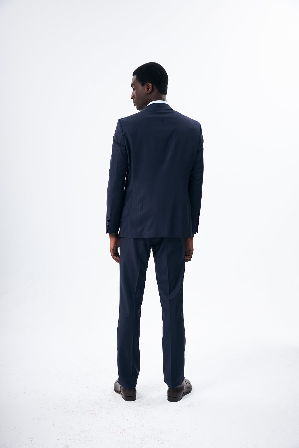 Dark Navy Pinstripe Wool Suit