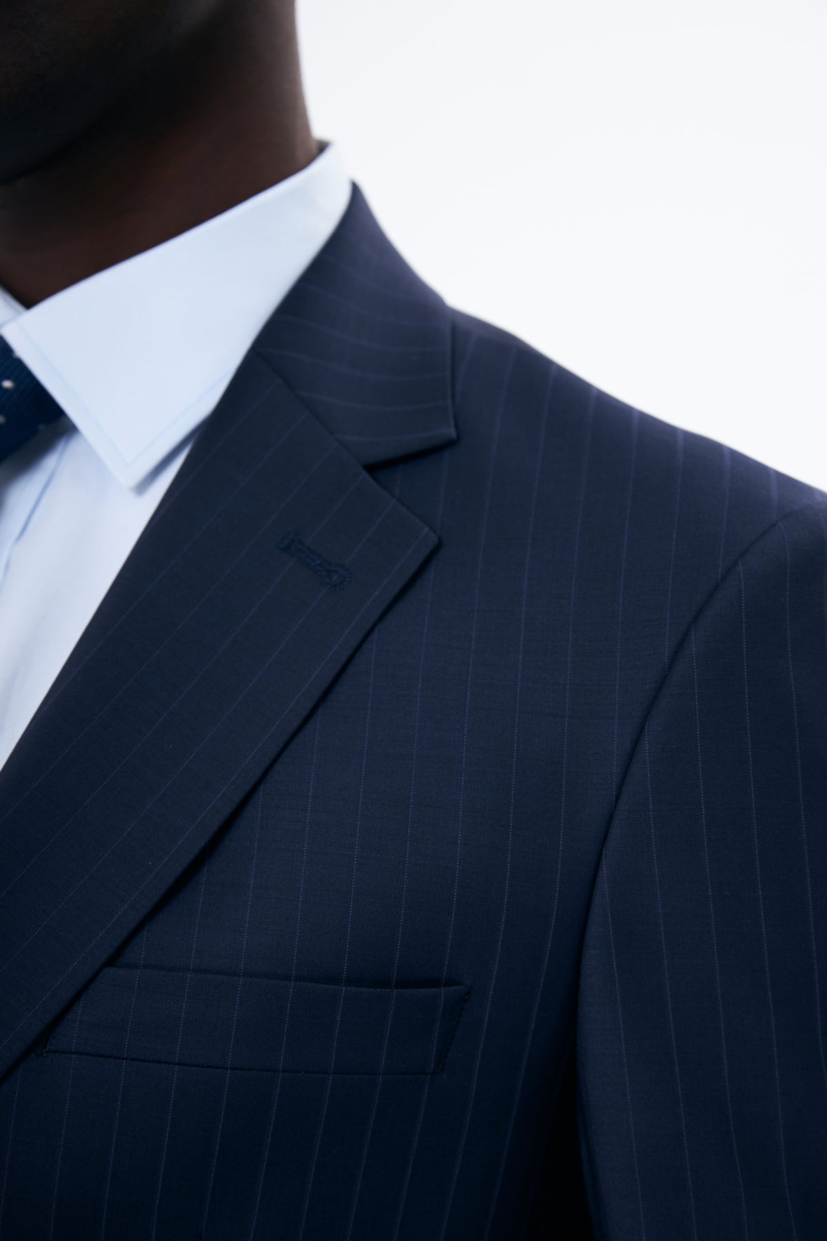 Navy Pinstripe Wool Suit