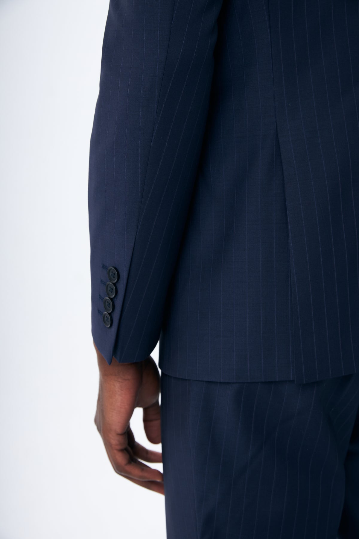 Navy Pinstripe Wool Suit