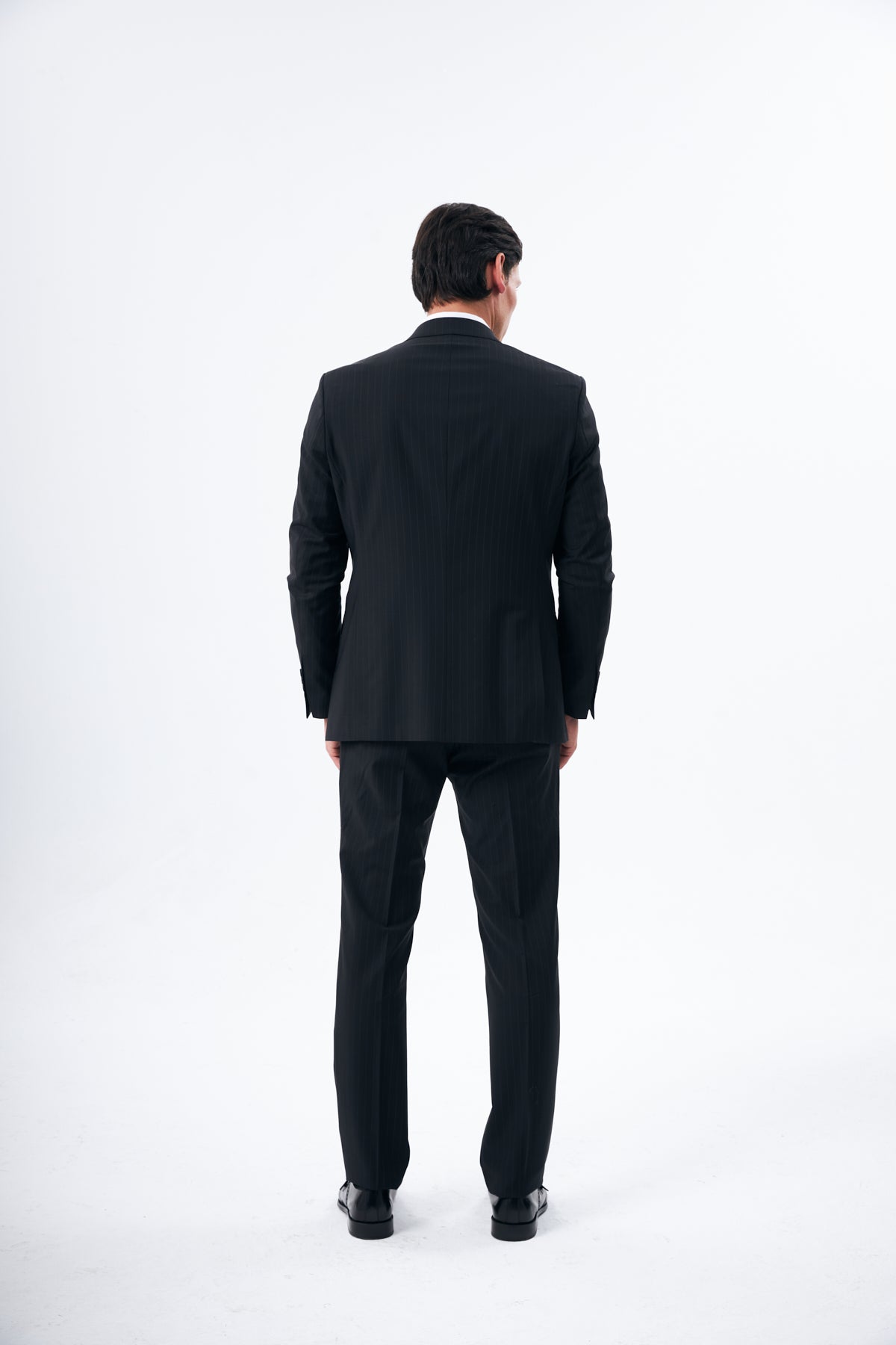 Black Pinstripe 100% Wool Suit