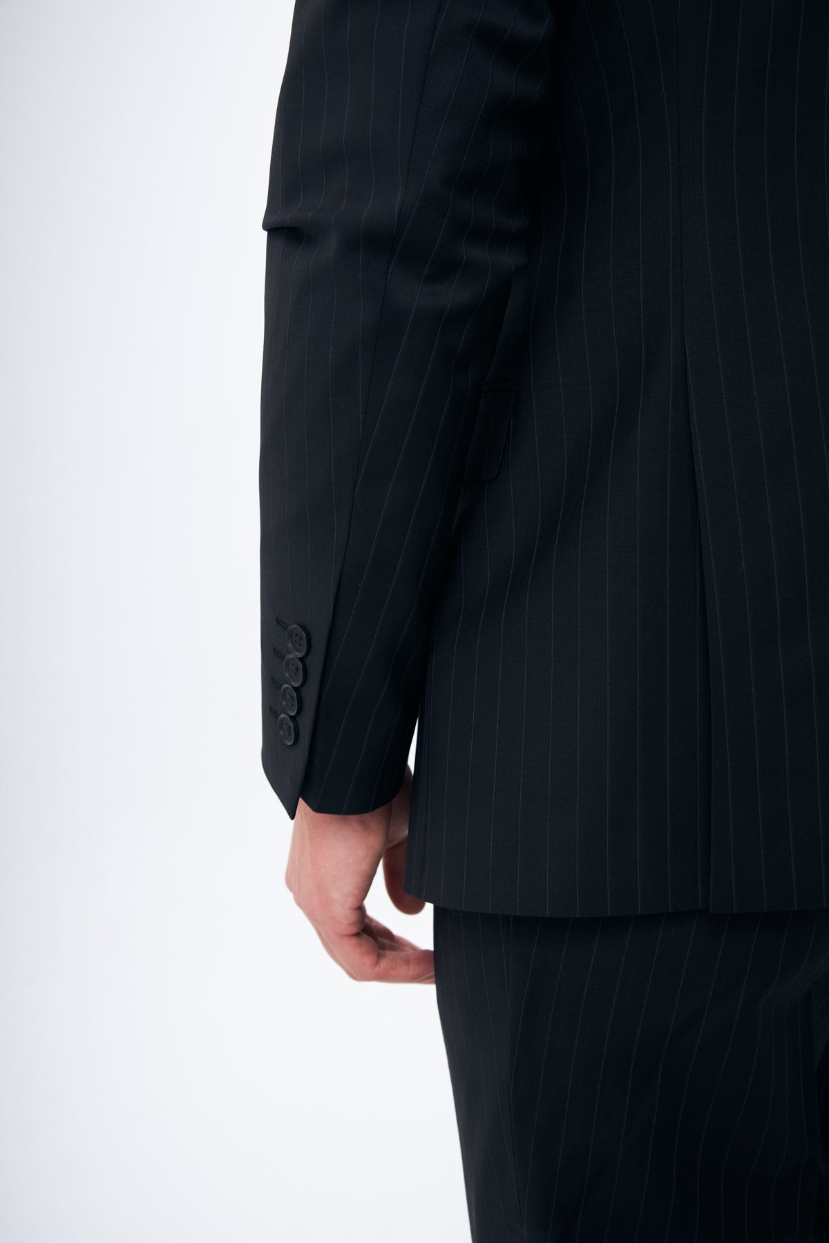 Black Pinstripe 100% Wool Suit