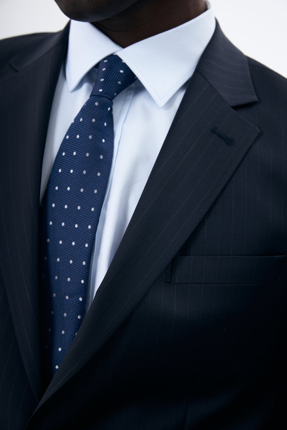 Navy Pinstripe Wool Suit