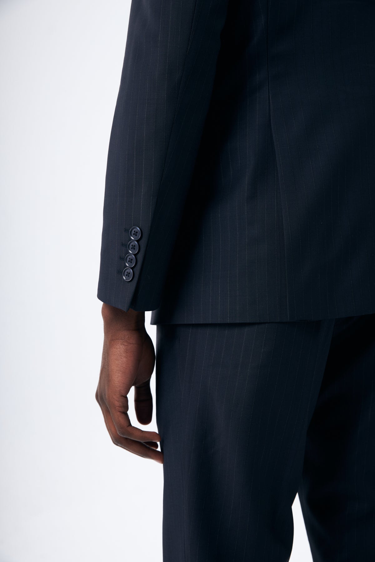Navy Pinstripe Wool Suit