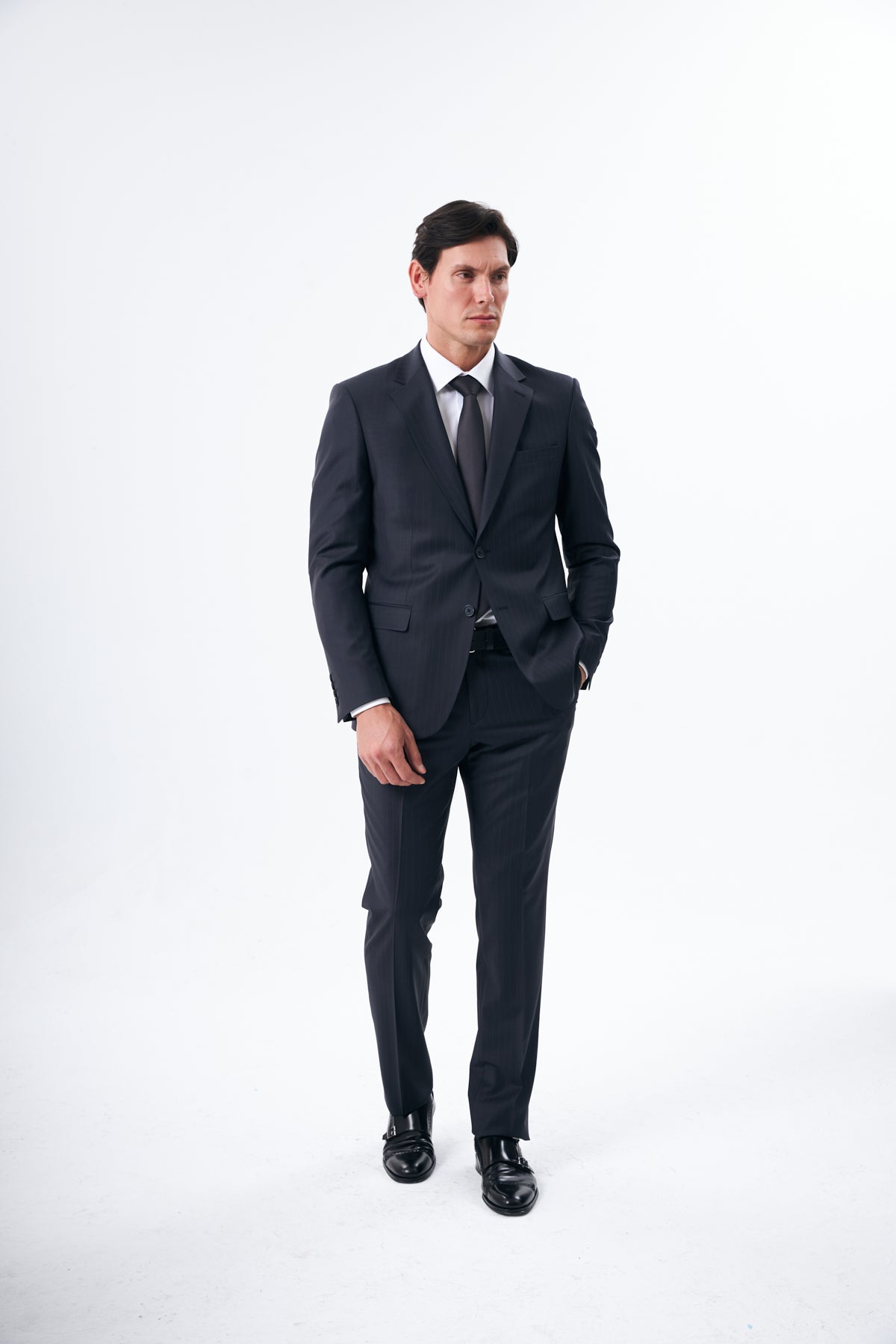 Midnight Pinstripe Wool Suit