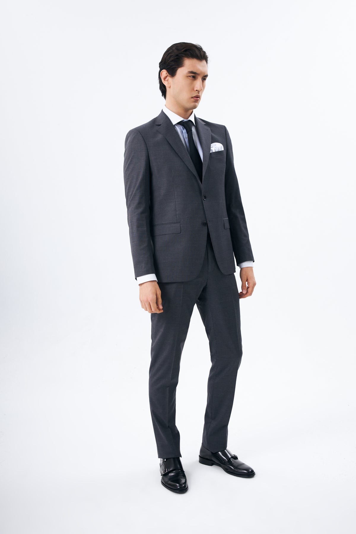 Charcoal Chalk Stripe Wool Suit