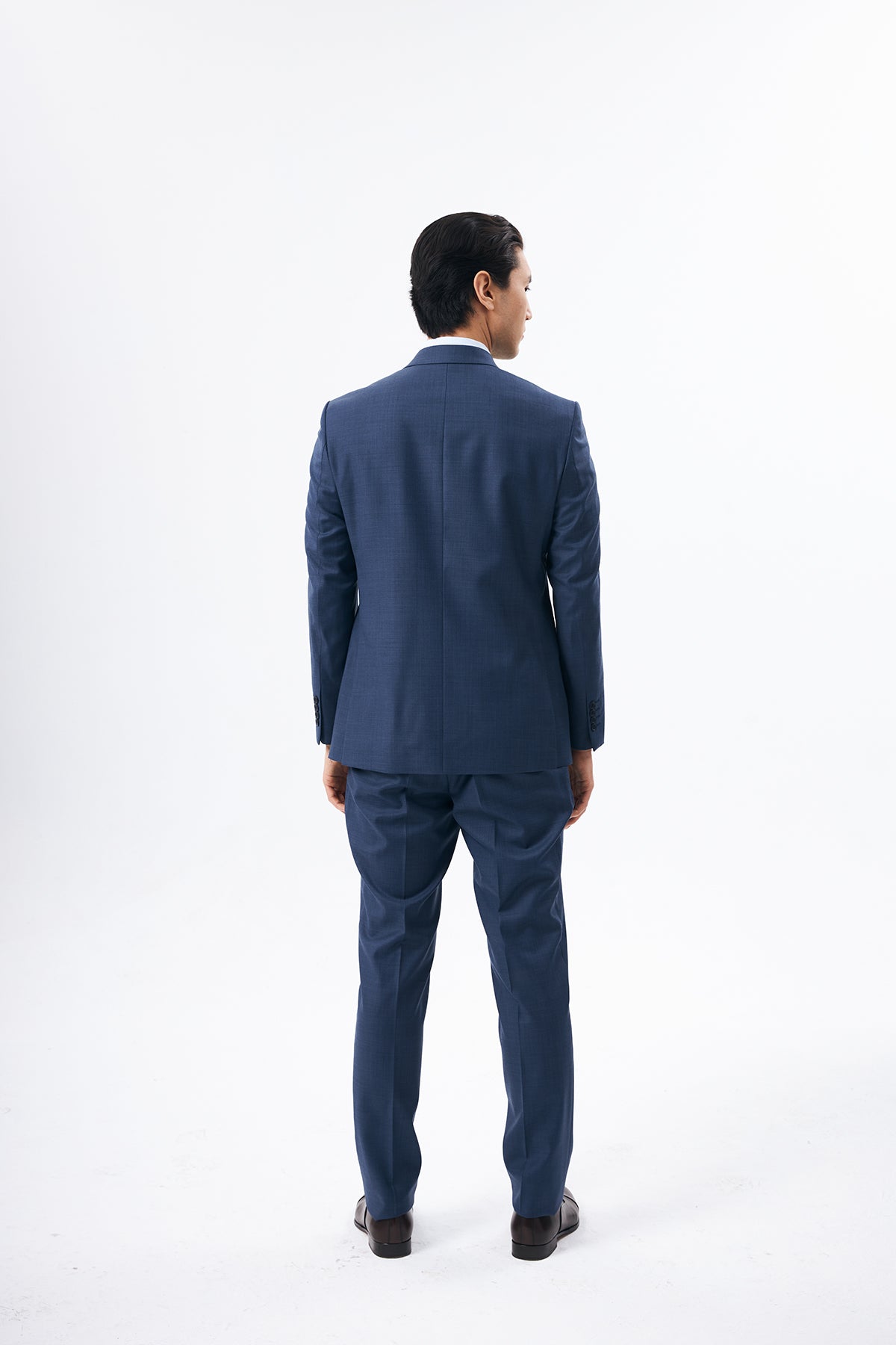 Textured Blue Suit in 100% Wool