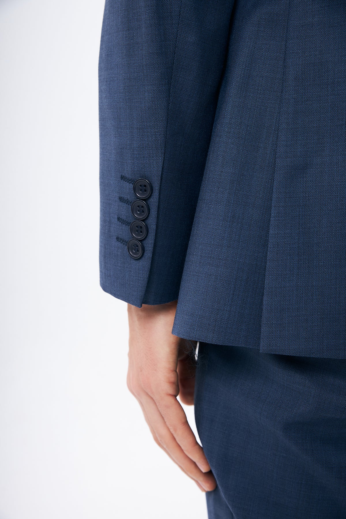 Textured Blue Suit in 100% Wool