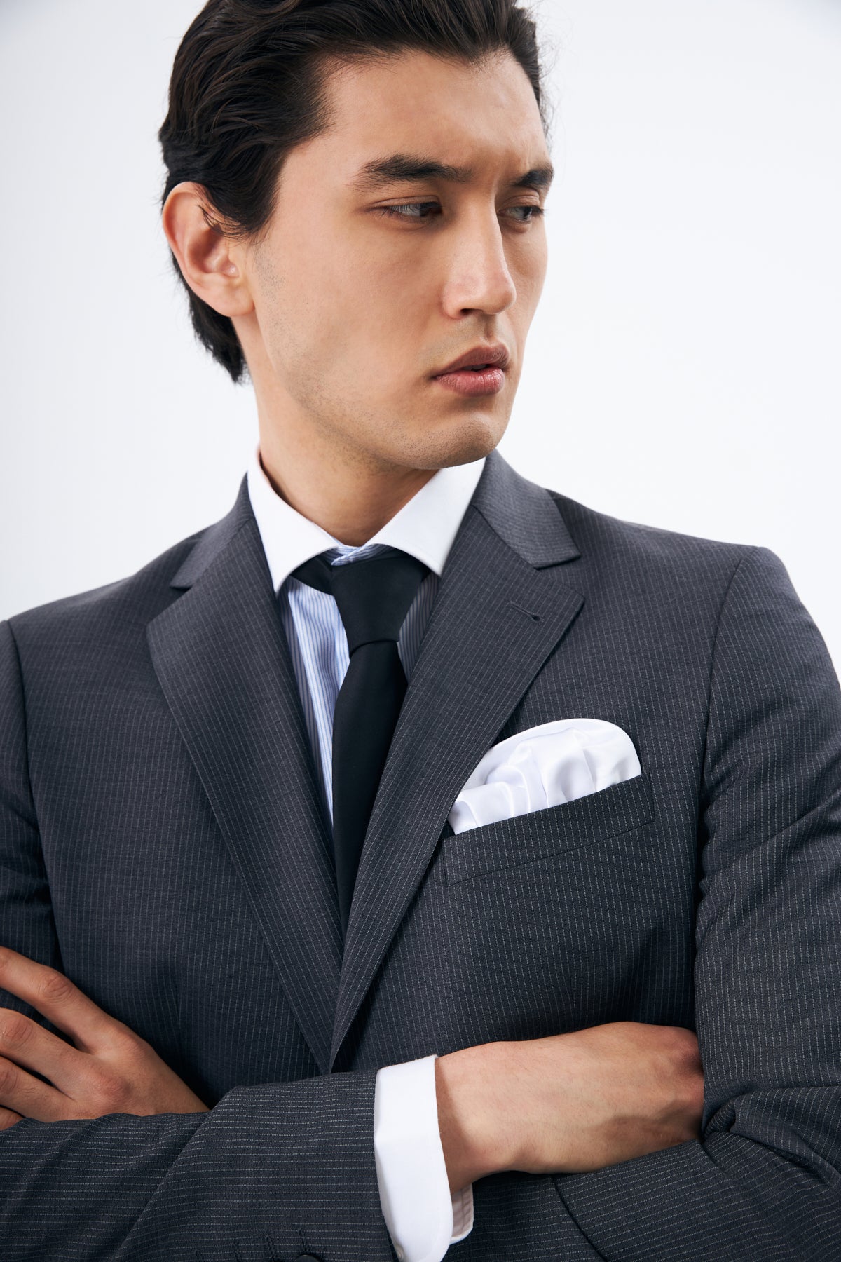 Charcoal Chalk Stripe Wool Suit