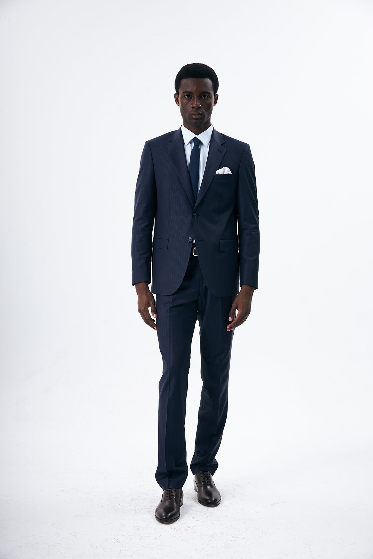 Dark Navy Pinstripe Wool Suit