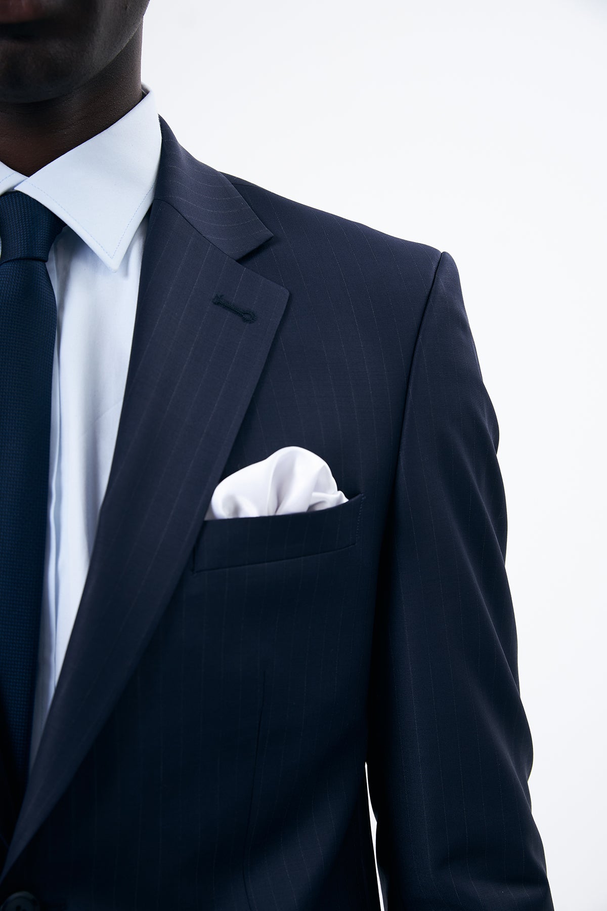 Dark Navy Pinstripe Wool Suit