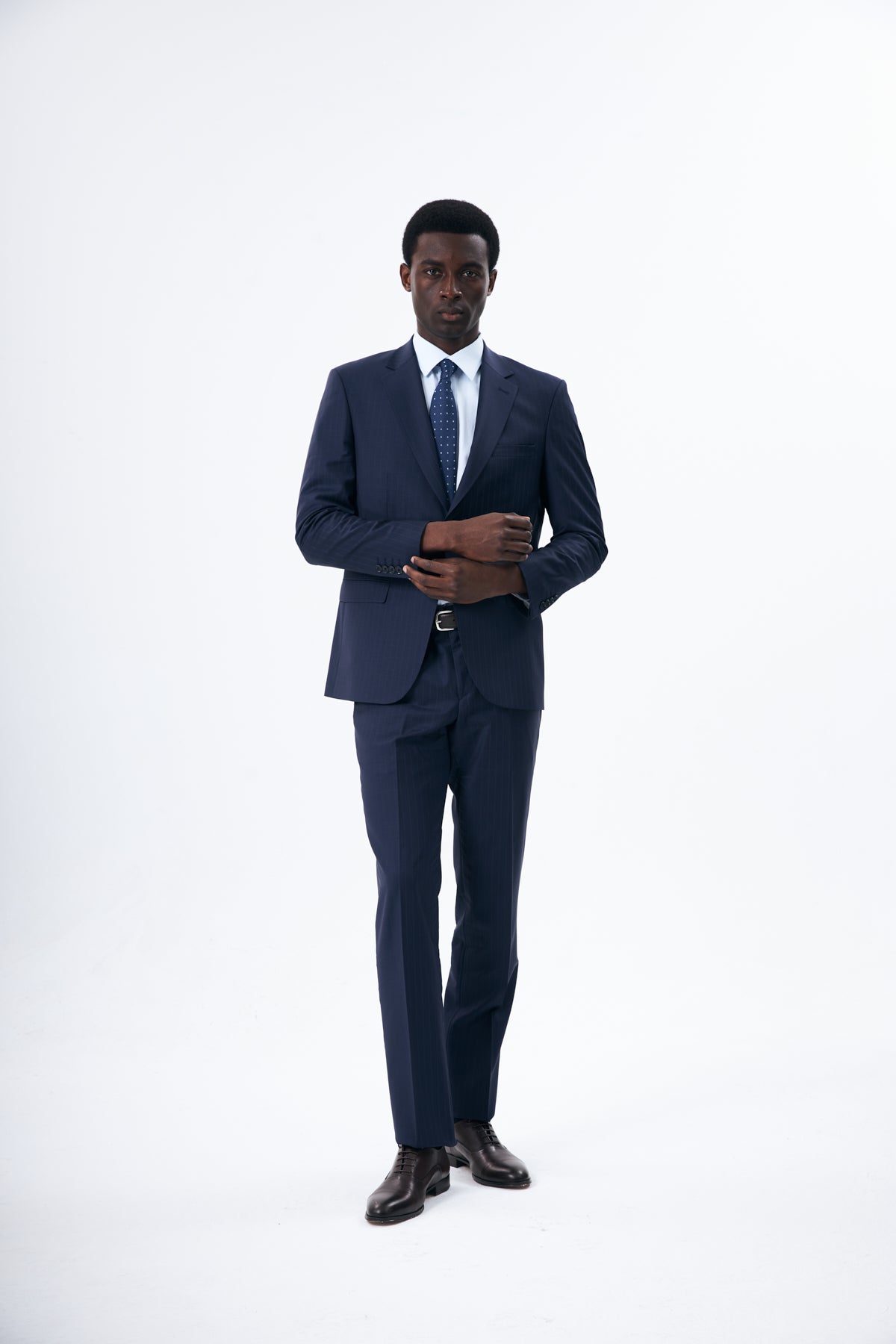 Navy Pinstripe Wool Suit