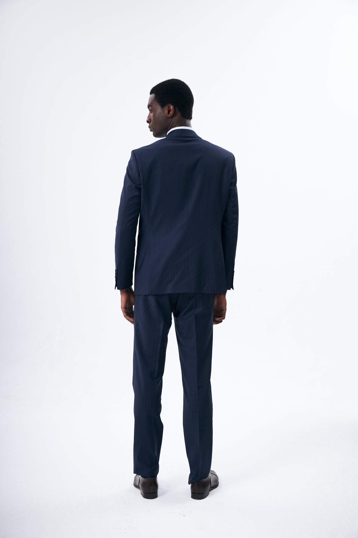 Navy Pinstripe Wool Suit