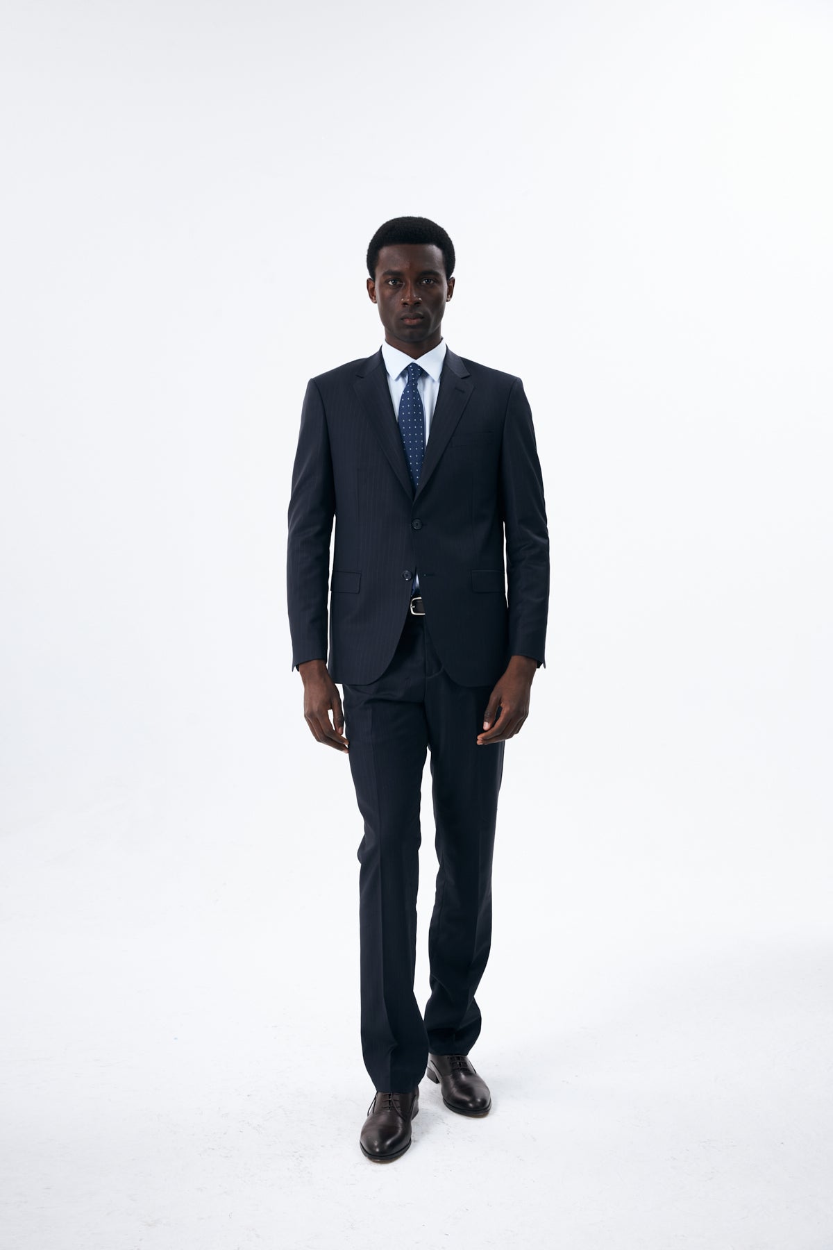 Navy Pinstripe Wool Suit