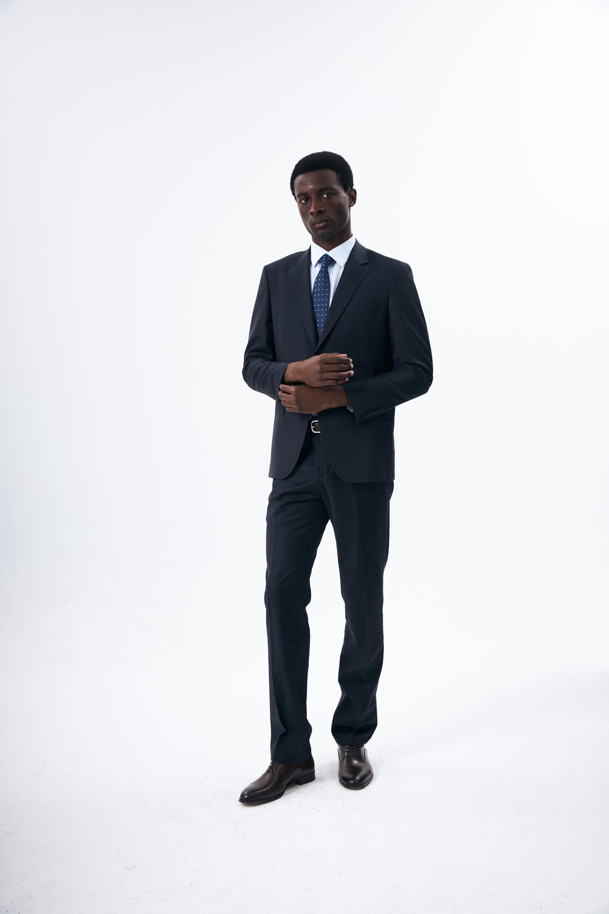 Navy Pinstripe Wool Suit