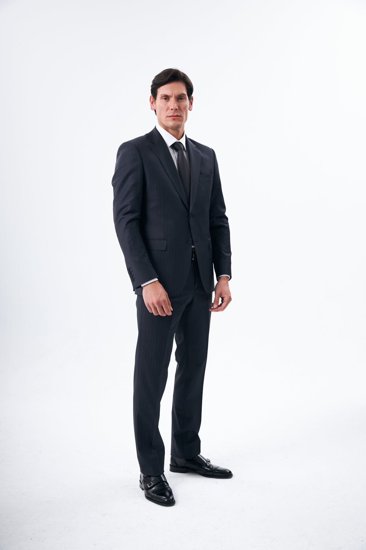 Midnight Pinstripe Wool Suit