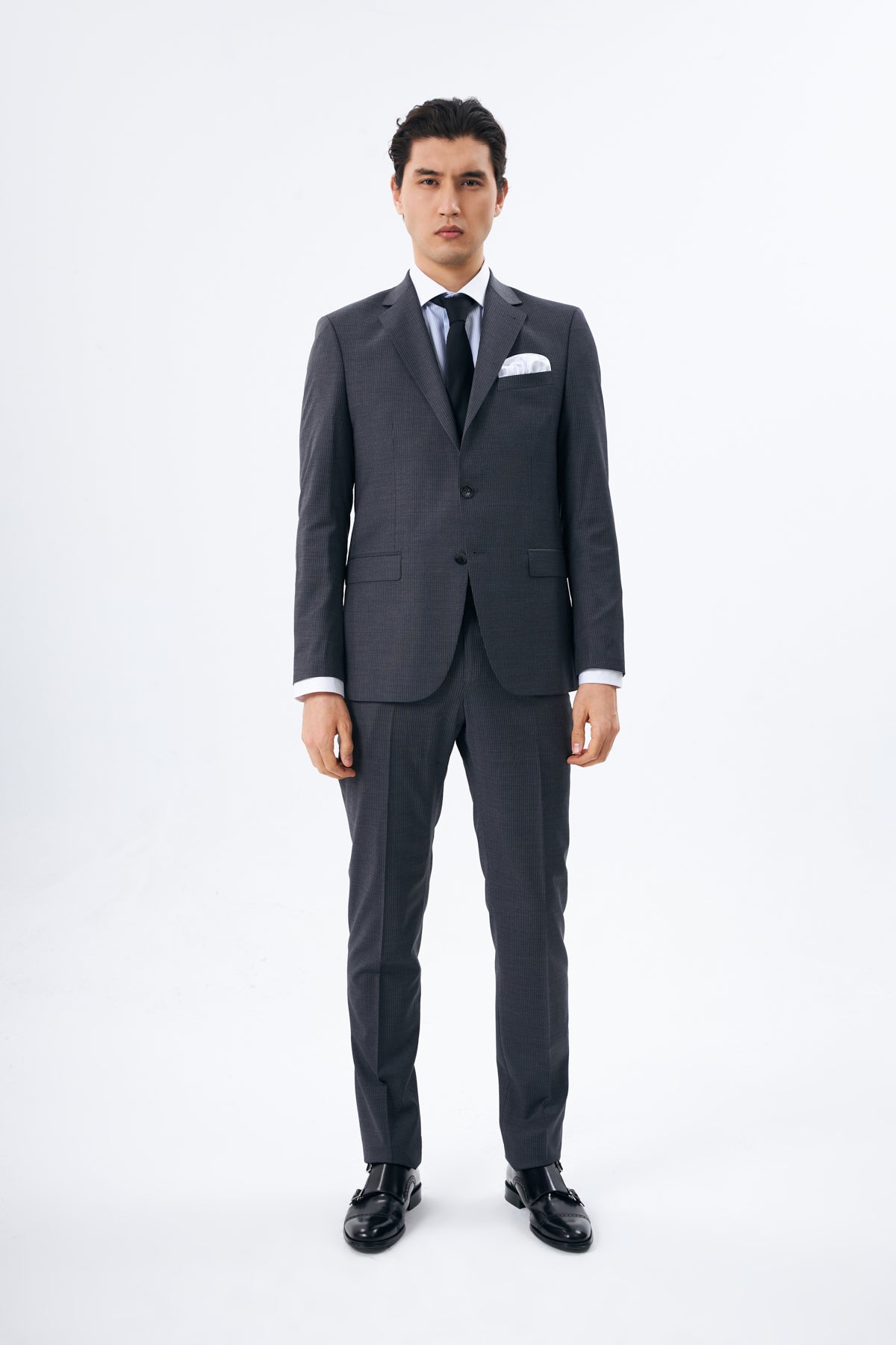 Charcoal Chalk Stripe Wool Suit