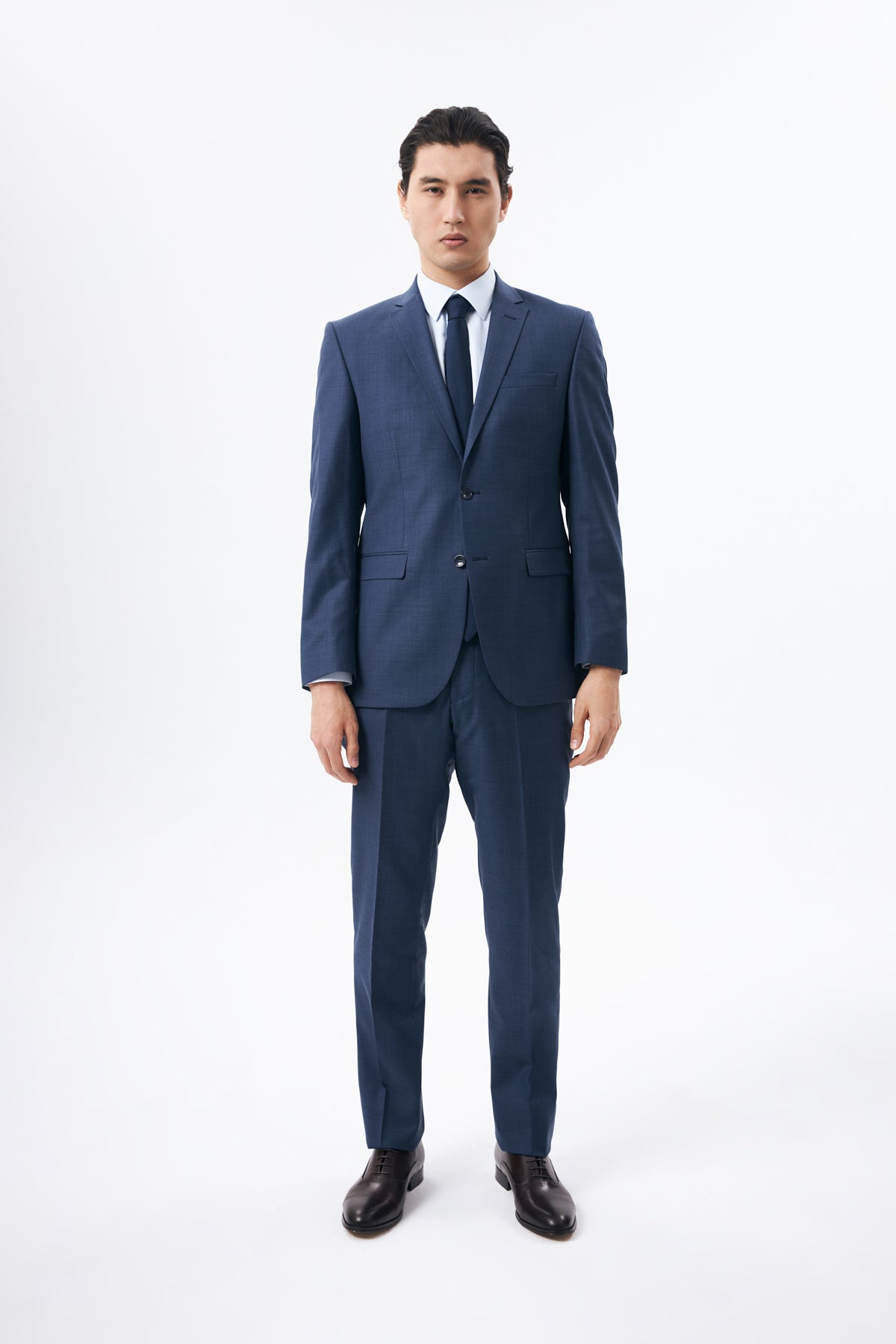 Textured Blue Suit in 100% Wool