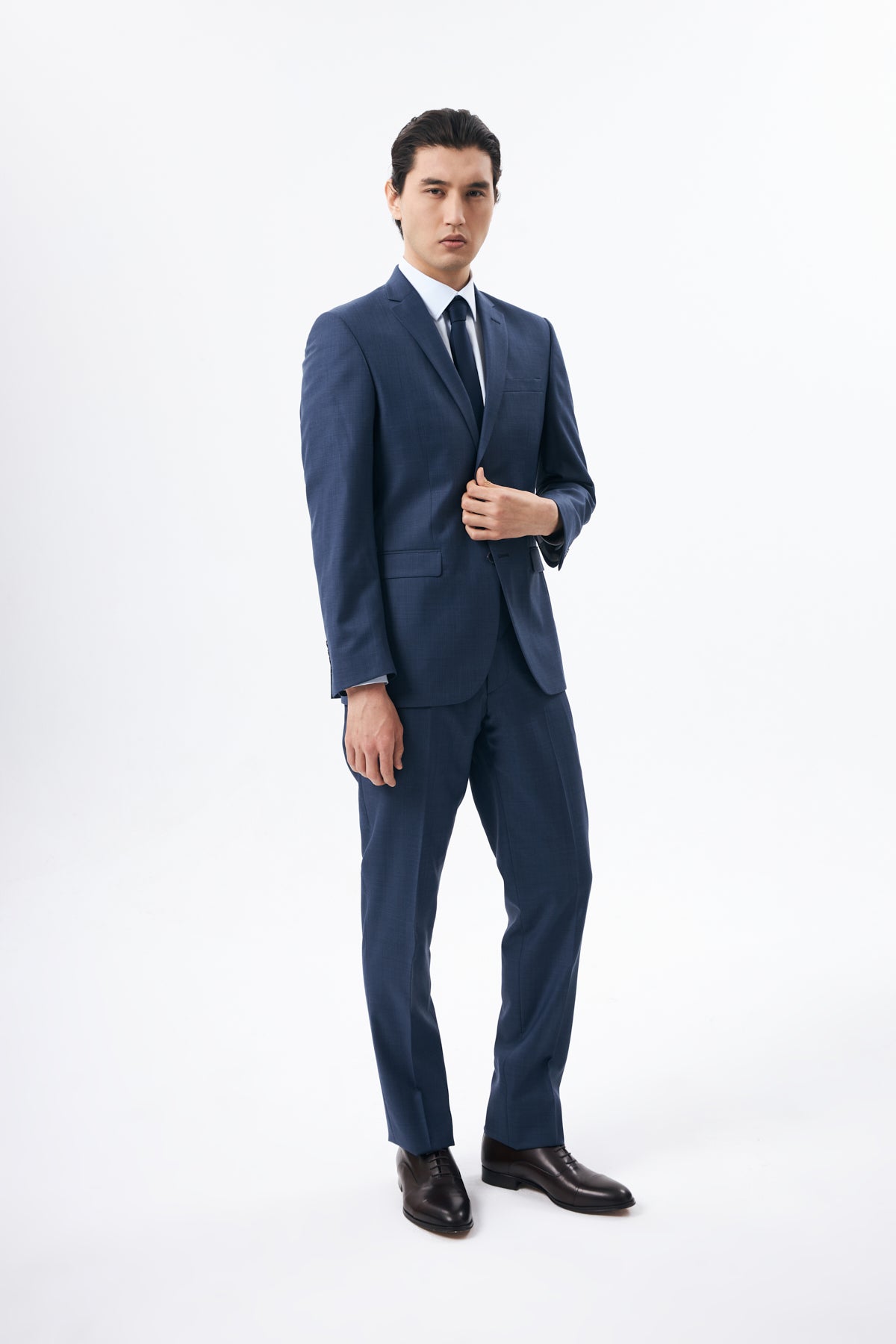 Textured Blue Suit in 100% Wool