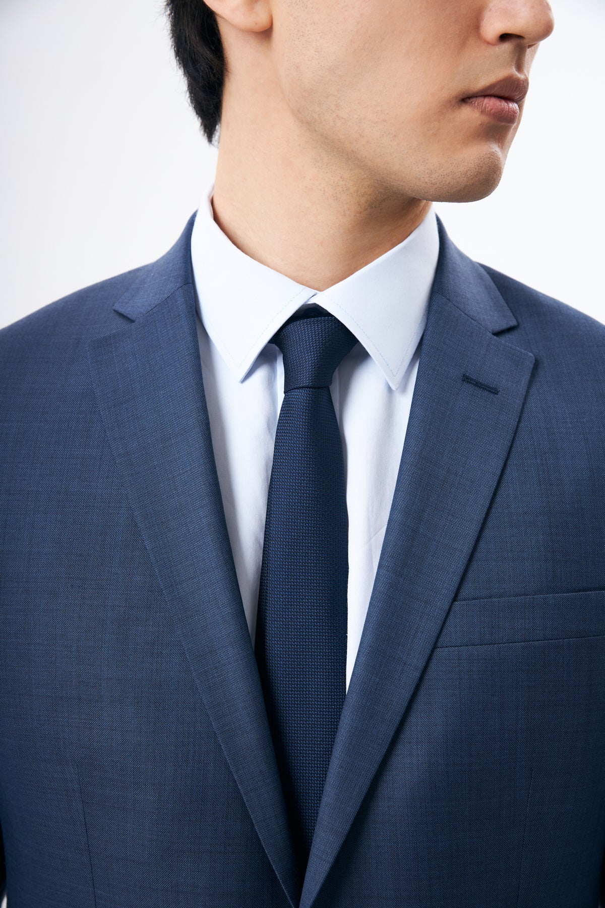Textured Blue Suit in 100% Wool